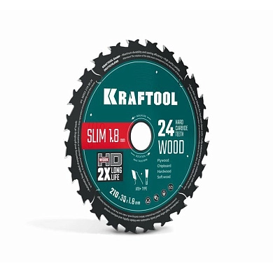 Диск пильный 210х30х1.8x24Т по дереву "Slim Wood Cut" (36955-210-30-24) KRAFTOOL