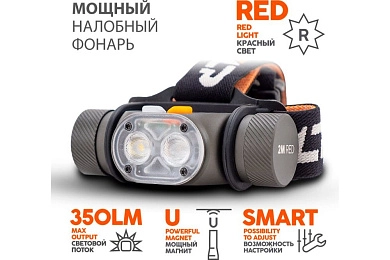 Фонарь светодиодный налобный YLP PANDA 2M-RED (Sams.LH351D max.350лм+RED 3+3реж, БЕЗ АКК.) ЯРКИЙ ЛУЧ