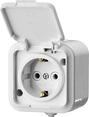 Розетка STAYER "MASTER" "MAXIMA" одноместная, с заземлением, с защитной крышкой, IP54, 16А, 220В