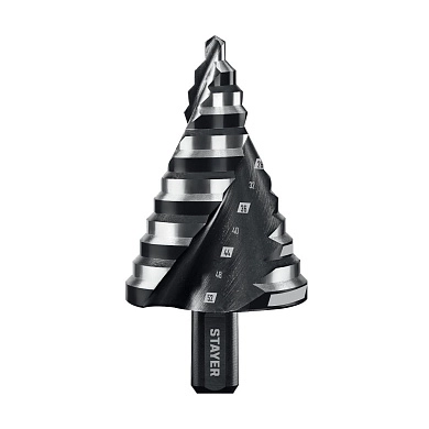 Сверло ступенчатое 6-52 мм, 12 ступеней, винтовая спираль (29661-6-52-12) STAYER