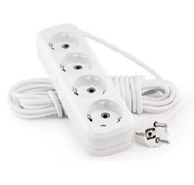 Удлинитель сетевой 4 гнезда с з/к, 16А, ПВС 3*1.5 5 метров LUXAR