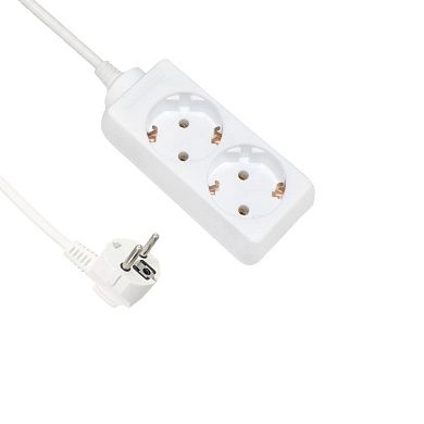 Удлинитель бытовой 2м (ПВС 3х0,75 2,2кВт IP20 2 роз. 220В 10А белый) 77200 POWERMAN ETP