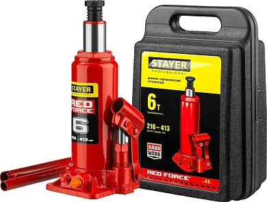 Домкрат гидравлический бутылочный, 6т., 216-413 мм, в кейсе (43160-6-K_z01) STAYER
