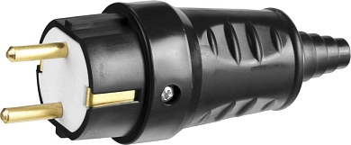 Вилка электрическая ударопрочная, с заземлением, 16А/220В, черная (55115-B) СИБИН