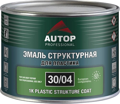 Эмаль1K структурная для пластика мелкая - черная - Банка, 0,5 л 30/04 (ATP-CT30/04-05/P2) AUTOP