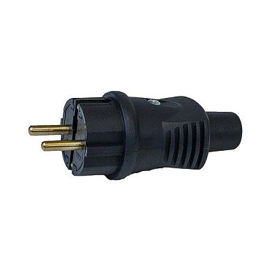 Вилка угловая с ушком каучук В16-002 (2P+PE, 250В, IP20, 16A)