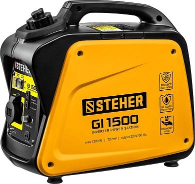 Генератор инверторный GI-1500, 1200 Вт STEHER