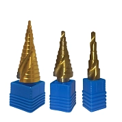 Набор сверл ступ. 4-12мм, 4-22мм, 4-32мм, винт.спир.,хвос. 1/4" HSS, TiN, 3 шт. (KL06113-set) KLASSE