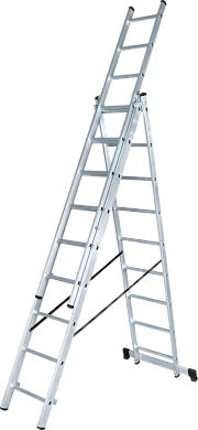 Лестница алюминиевая 3-х секц. NV123 (3х5 ступ. 137/300см, 6.3кг) Новая Высота