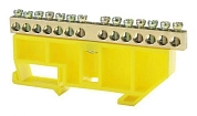 Шина N нулевая на DIN-изоляторе 14 отверстий желтая ETP