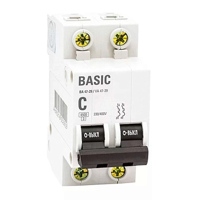 Автоматический выключатель ВА 47-29 2P 63A (C) 4,5кА EKF Basic