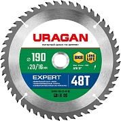 Диск пильный 190х20/16х48T по дереву "Expert" (36802-190-20-48_z01) URAGAN