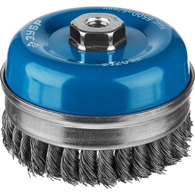 Щетка чашечная усиленная (коса) d=120ммхМ14, стальн. пров. 0,5мм (3527-120_z02) ЗУБР