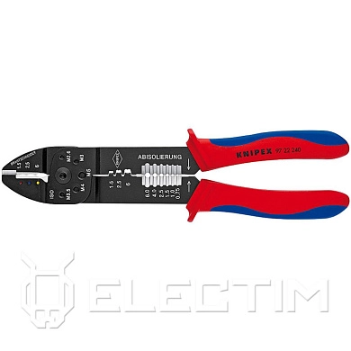 Пресс-клещи для резки и зачистки кабеля, 3 гнезда, 240мм (9722240) KNIPEX
