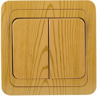 Выключатель "ГАММА" двухклавишный, цвет ольха, 10A/~250B (SV-54134-A) СВЕТОЗАР