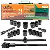 Набор головок ударн. 3/4", 21пр., (6гр.)(Forsland-6212-5MPB) Forsland