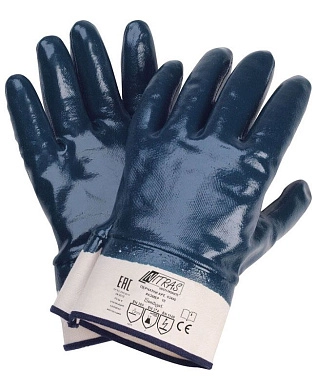 Перчатки трикотажные с нитриловым 3-ех слойным покрытием (полный облив, р-р 10 манжет крага) Nitras