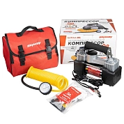 Компрессор метал. 60л/мин 2х поршн. с крокодилами БУРАН-05 в сумке 10 АТМ+подарок (S02001001) SKYWAY