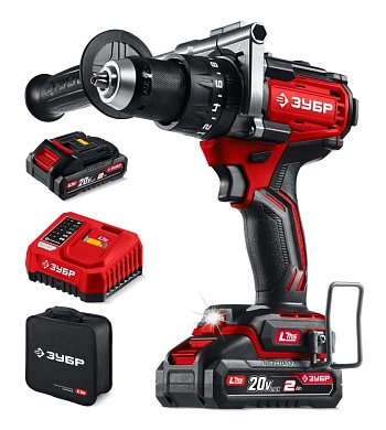 Дрель-шуруповерт ударная аккум. ДБУ-165-22 (LMS) (20.0 В, 2 акк. х 2.0 А/h, 165 Нм, сум.) ЗУБР