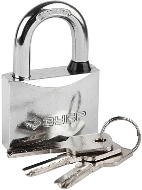 Замок "ЭКСПЕРТ" навесной, стал. корпус, классическая форма, закаленная дужка, 50мм (37227-50) ЗУБР