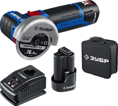 Угловая шлифмашина аккум. AB-76-22 (12.0 В, 2 акк.х2.0 А/ч Li-Ion, 76мм, кор.) "Профессионал" ЗУБР