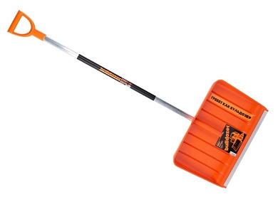 Лопата снеговая пласт., 390*550мм, с алюм. планкой и черенком, D-ручка (78013) AMIGO