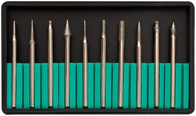 Шарошки, усиленная сталь с алмазным напылением, штифт диам. 3 мм, 10 шт. (F_36484) FIT