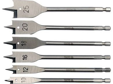 Набор сверл перовых по дереву, d=10-12-16-18-20-25мм, 6пр. (YT-3258) YATO