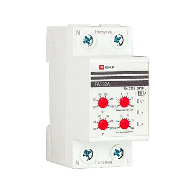 Реле напряжения (сквозное подключение) RV-32A EKF(230В 32А 1C/O) rv-32a PROxima