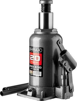 Домкрат гидравлический бутылочный, 20т., 230-430 мм (43260-20) MIRAX