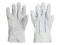 Краги спилковые пятипалые серые (тип перчатка, укороченные)