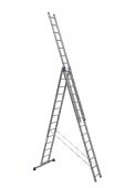 Лестница алюм. трехсекционная с рем. безопасности усиленная HS3 (14 ступ. 395/1011см 25,8кг) АЛЮМЕТ