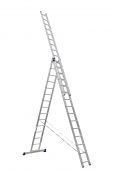 Лестница алюм. трехсекционная с рем. безопасности усиленная HS3 (15 ступ. 423/1095см 27,4кг) АЛЮМЕТ