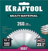 Диск пильный 260х30х100Т по алюминию "Multi Material" (36953-260-30) KRAFTOOL