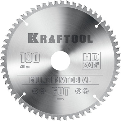 Диск пильный 190х30х60Т по алюминию "Multi Material" (36953-190-30) KRAFTOOL