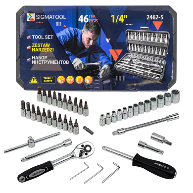 Набор инструмента 46пр. 1/4'' (6гр.)(4-14мм)(Sigmatool-2462-5) SIGMATOOL