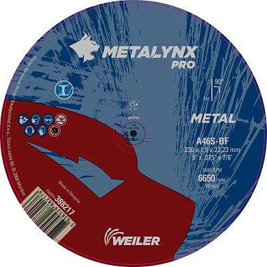 Круг отрезной 230х1.9х22.23 мм для металла METALYNX