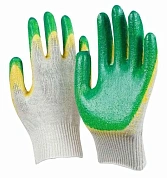 Перчатки трикотажные х/б 13 класс с латекс. желто-зеленый (двойной облив) ЛЮКС от мин. рисков