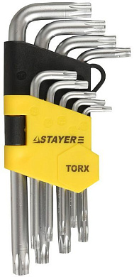Набор ключей шестигранных TORX T10-T50, Cr-V, пласт. держ. "MASTER" (2743-H9) STAYER