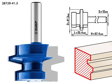 Фреза комбинированная универсальная, D= 41,3мм, рабочая длина-25,4мм, хв.-12 мм (28729-41.3) ЗУБР