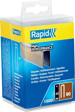 Скобы узкие, супертвердые, закаленные тип 90, 40 мм, 1500 шт (5000127) RAPID