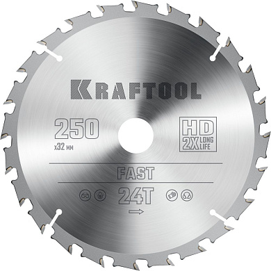 Диск пильный 250х32х24Т по дереву "Fast" (36950-250-32) KRAFTOOL