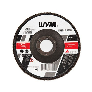 Круг лепестковый 125х22.23 мм для металла, А60, тип КЛТ2 "ШУМ"