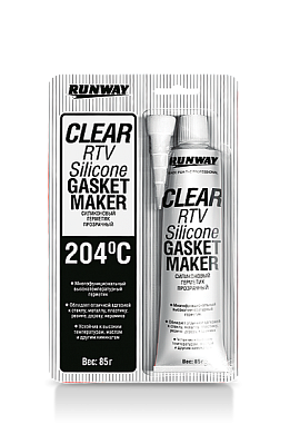 Герметик-прокладка силиконовый прозрачный 85 г. (RW8502) RUNWAY
