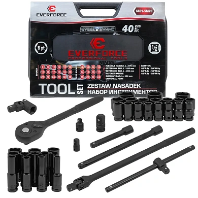 Набор головок ударн. 40пр. 1/2" (6гр.)(8-32мм)(EF-6401-5MPB) EVERFORCE