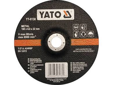Круг обдирочный 180х6.8х22.23 мм для металла (YT-6138) YATO
