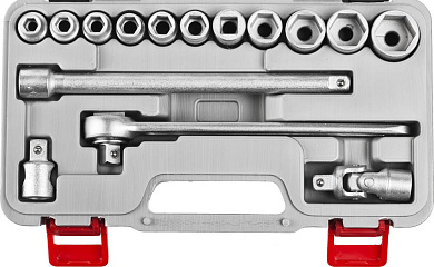 Набор головок с трещоткой и удлинителем 1/2" 10-27мм, 15пр. №2Д (2761-20_z01) НИЗ