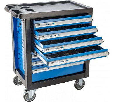 Тележка инструментальная, 7 ящиков, 252пр., 480х780х1350 мм (HT7G058) HOEGERT