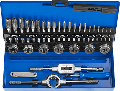 Набор метчиков и плашек М3-М12, 32пр., Р6М5 "ПРОФЕССИОНАЛ" (28110-H32) ЗУБР
