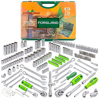 Набор инструментов 216пр. 1/4''3/8''1/2'' (6гр.)(4-32мм)(Forsland-38841) Forsland